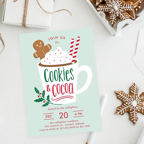 Cookies and Cocoa Christmas Party Invitation