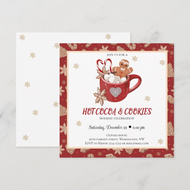 Cookies and Cocoa Christmas Party  Invitation (Front/Back)