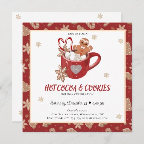 Cookies and Cocoa Christmas Party  Invitation