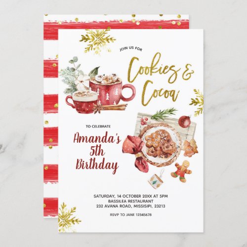 Cookies and Cocoa Christmas Winter Birthday Invita Invitation