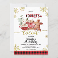 Cookies and Cocoa Christmas Winter Birthday Invitation