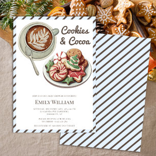 Cookies and Cocoa Cozy Pastel Blue Baby Shower  Invitation