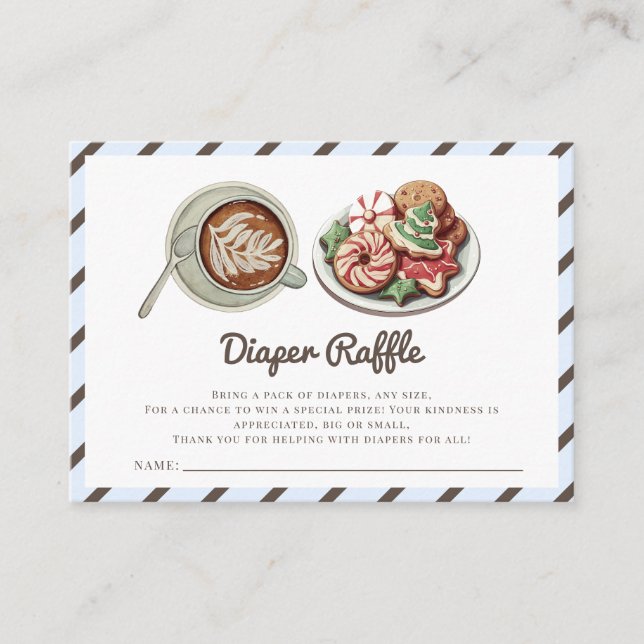 Cookies and Cocoa Diaper Raffle Baby Shower Enclosure Card (Front)