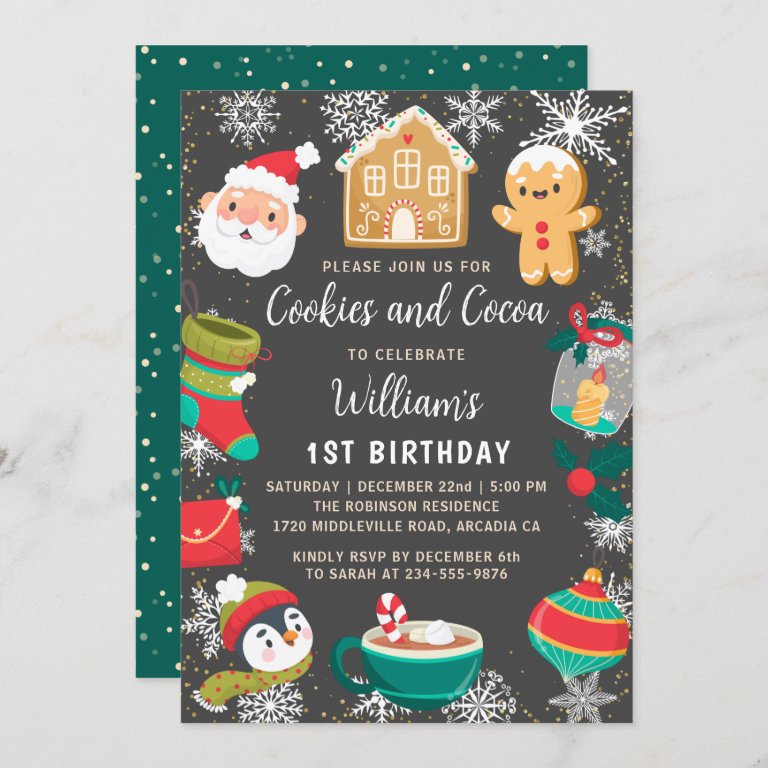 Cookies and Cocoa Gingerbread Decorating Party                    Invitation