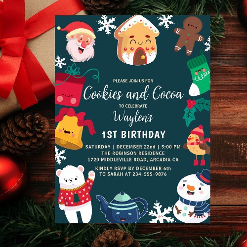 Cookies and Cocoa Gingerbread Decorating Party  Invitation