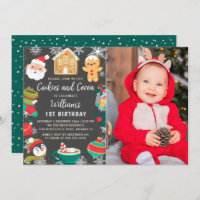 Cookies and Cocoa Gingerbread Kids Birthday Photo Invitation