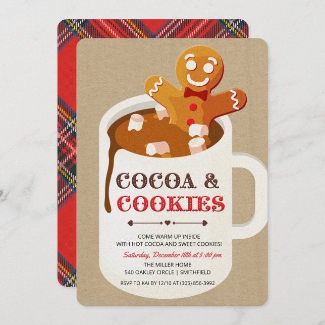 Cookies and Cocoa Gingerbread Man Invitation (Front/Back)