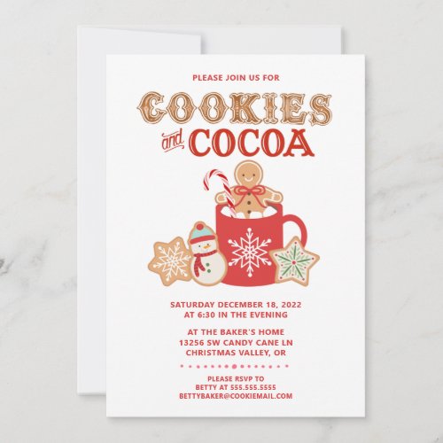 Cookies and Cocoa  Gingerbread  Party Invitation