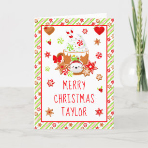 Cookies and Cocoa Green Merry Christmas Holiday Card