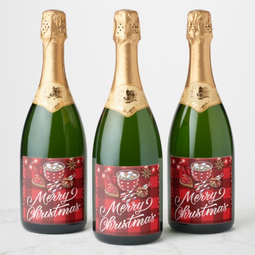 Cookies and Cocoa Merry Christmas Sparkling Wine Label