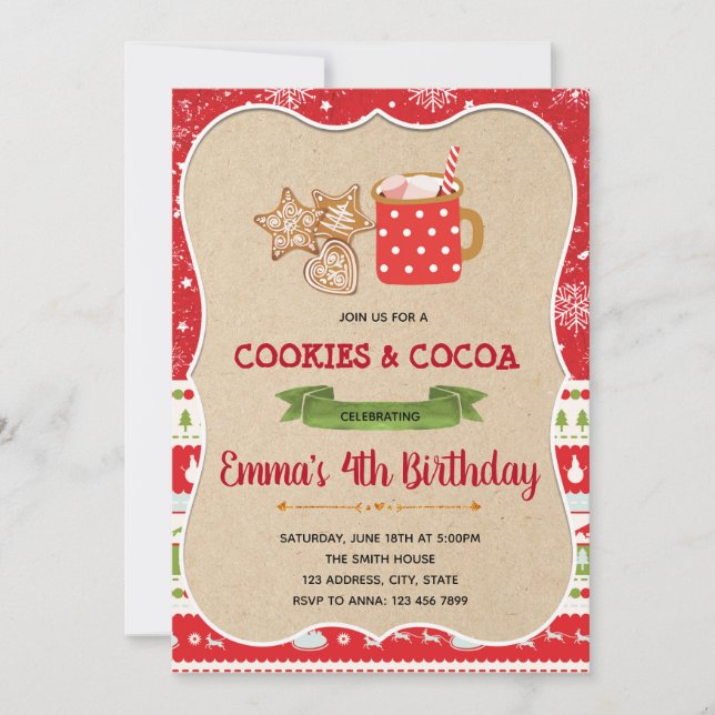 Cookies and cocoa party invitation (Front)