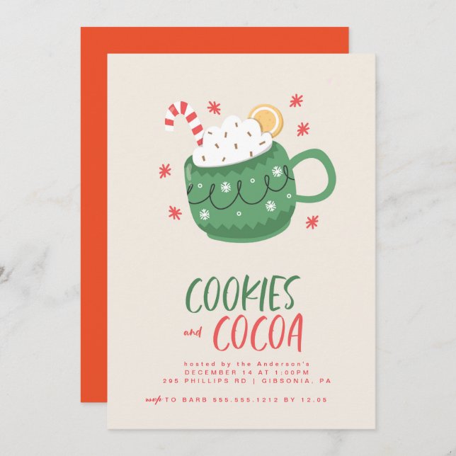 Cookies and Cocoa Party Invitation (Front/Back)