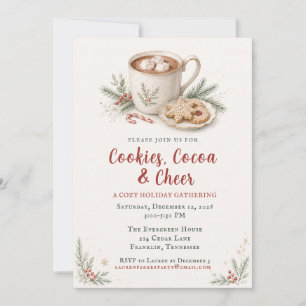Cookies and Cocoa Party Watercolor Christmas Party Invitation