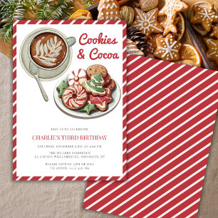 Cookies and Cocoa Red Christmas Birthday Invitation