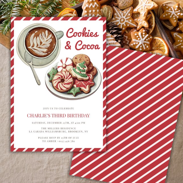 Cookies and Cocoa Red Christmas Birthday  Invitation (Creator Uploaded)