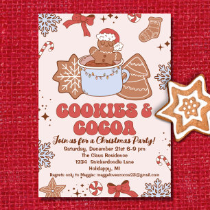 Cookies and Cocoa Retro Groovy Christmas Party Invitation