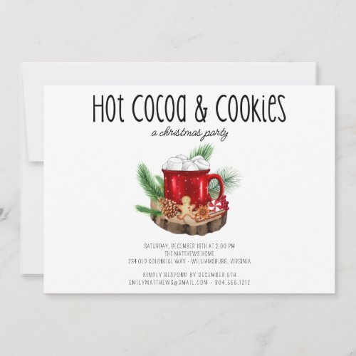 Cookies and Cocoa Rustic Christmas Party  Invitation