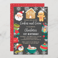 Cookies and Cocoa Snow Christmas Kids Birthday Invitation