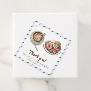 Cookies and Cocoa Warm Blue Boy Baby Shower Favor Tags