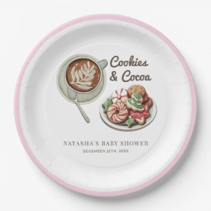 Cookies and Cocoa Warm Pastel Pink Baby Shower Paper Plates