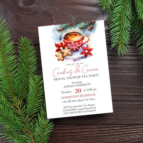 Cookies and cocoa winter bridal shower tea party invitation