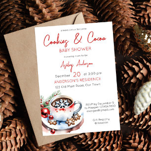 Cookies and cocoa winter Christmas baby shower Invitation