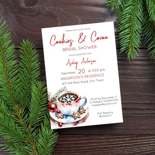 Cookies and cocoa winter Christmas bridal shower Invitation