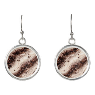 Cookies and Cream Milkshake Marble Texture Design Earrings