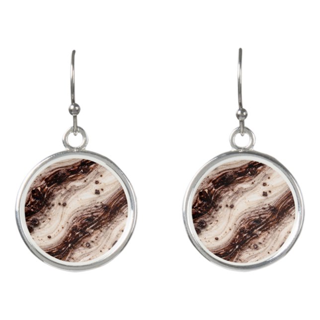 Cookies and Cream Milkshake Marble Texture Design Earrings (Front)