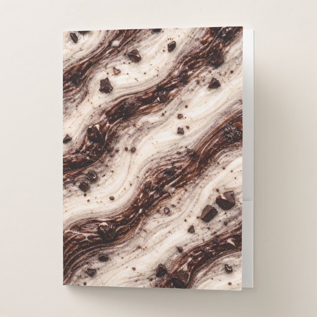 Cookies and Cream Milkshake Marble Texture Design Pocket Folder (Front)
