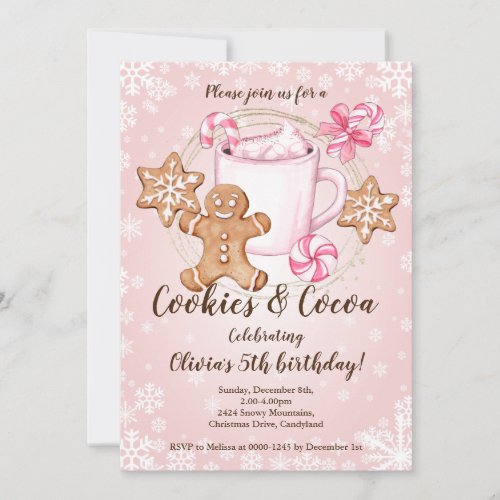 Cookies and Hot Cocoa Christmas Birthday invite