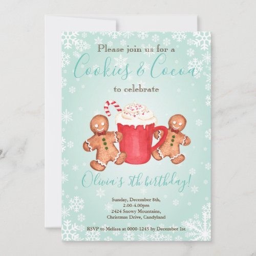 Cookies and Hot Cocoa Christmas Birthday invite
