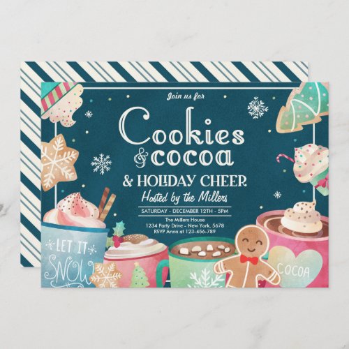 Cookies And Hot Cocoa Holiday Christmas Party Invitation