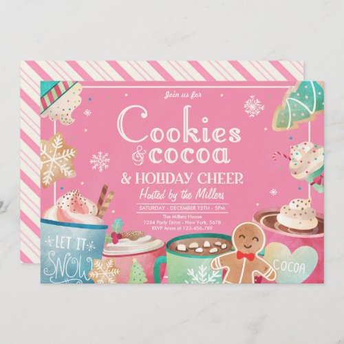 Cookies And Hot Cocoa Holiday Christmas Party Invitation