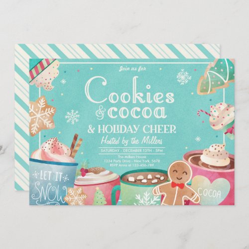 Cookies And Hot Cocoa Holiday Christmas Party Invitation