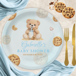  Cookies and milk Baby Shower - Teddy Bear  Blue Paper Plates