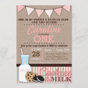 Cookies and Milk Birthday Party Invitation