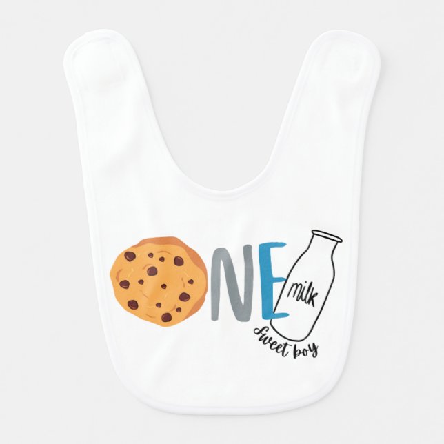 cookies and milk first birthday bib  (Front)