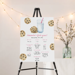 Cookies and Milk First Birthday Milestone Birthday Foam Board