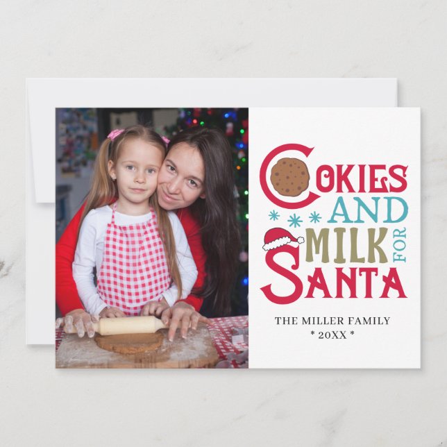 Cookies And Milk For Santa Festive Holiday Photo (Front)