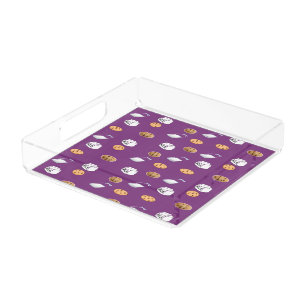 Cookies and milk on purple acrylic tray