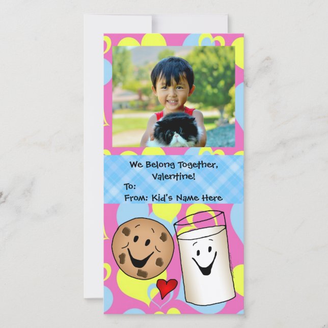 Cookies and Milk Together Cute Kids Valentine Holiday Card (Front)