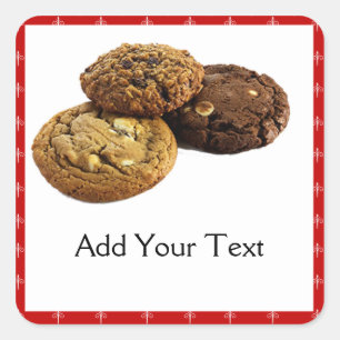 Cookies and Other Delicious Desserts on Red Square Sticker