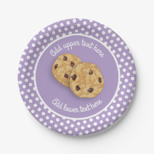 Cookies and Polka Dot sweet custom text lilac Paper Plates