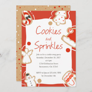 Cookies and Sprinkles Christmas Cookie Swap Party Invitation