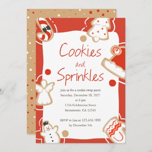 Cookies and Sprinkles Christmas Cookie Swap Party Invitation