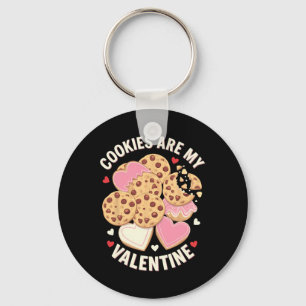 Cookies Are My Valentine Cute Chocolate Chip Heart Keychain