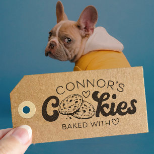 Cookies Backed With Love Heart Custom Name Rubber Stamp