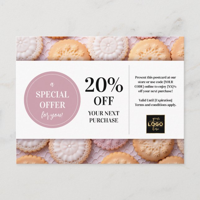 Cookies Bakery Baker Custom Coupon Discount Postcard (Front)