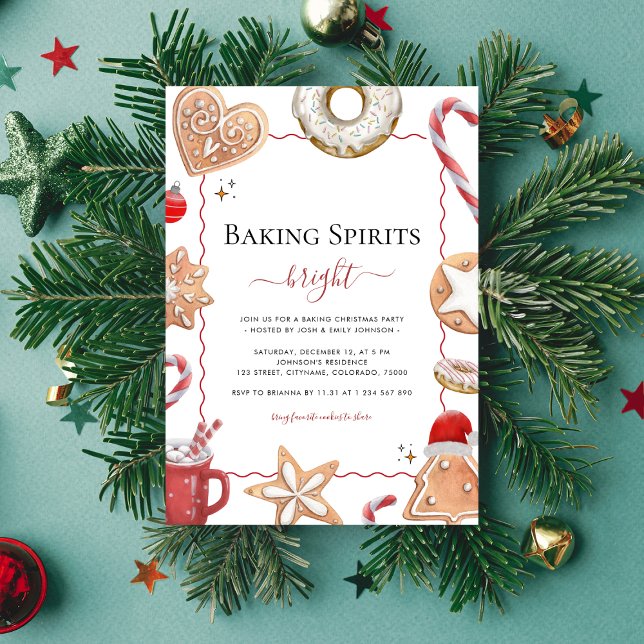 Cookies Baking Spirits Bright Christmas Party Invitation (Creator Uploaded)